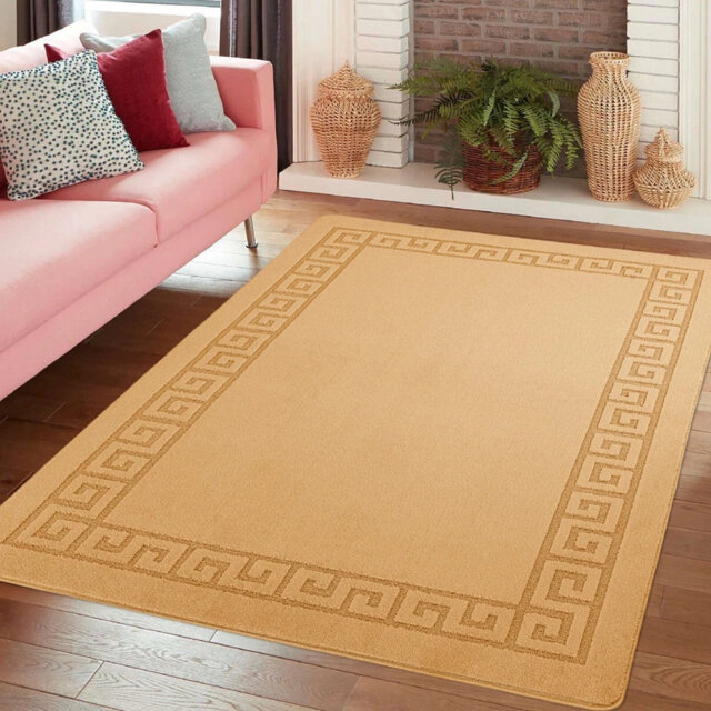 Ochre Non Slip ROCCO Area Rugs & Runners – Luxury Living Room Carpet, Bedroom Rug, Kitchen Floor Mat & Hallway Door Mat