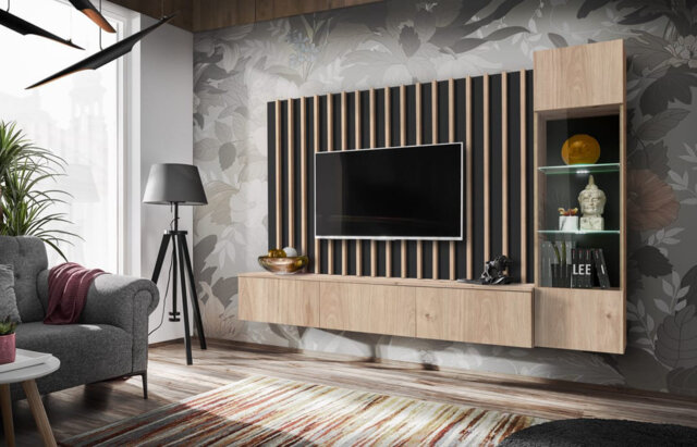 Caloway Entertainment Unit - Premium Laminated Board - W220cm x H148cm x D35cm