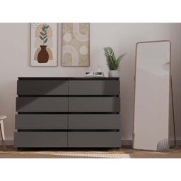 8 Drawer Chest of Drawers, Large Contemporary Bedroom Dresser with Wide Storage Cabinet – 120cm W x 97cm H x 40cm D