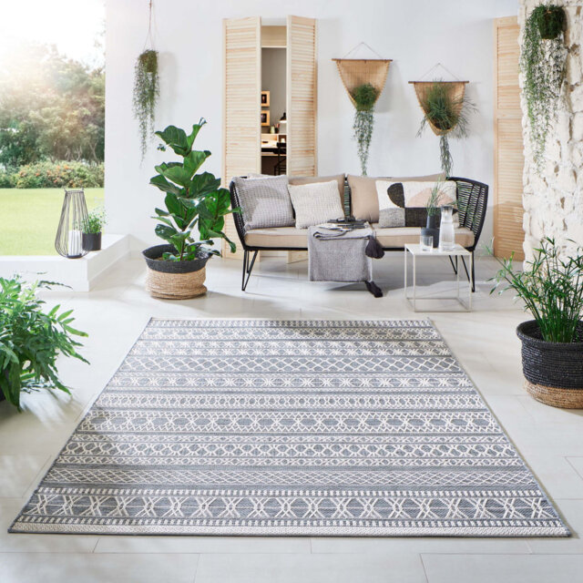 Kocher Striped Machine Woven Flatweave Indoor / Outdoor Area Rug