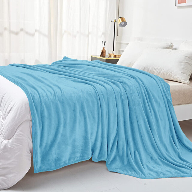 Reversible Faux Fur Mink Fleece Blanket Throw - Ultra Soft Plush Luxury Sofa & Bed Throw, Warm Light