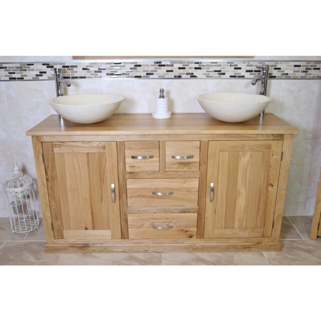 Wilsmere 1430mm Double Bathroom Vanity with Vessel Stone Basin