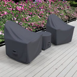 Outdoor Adirondack Rocking Chair And Table Cover Set For Vineyard 3-Piece Patio Furniture, Water-Repellent UV-Resistant Polyester
