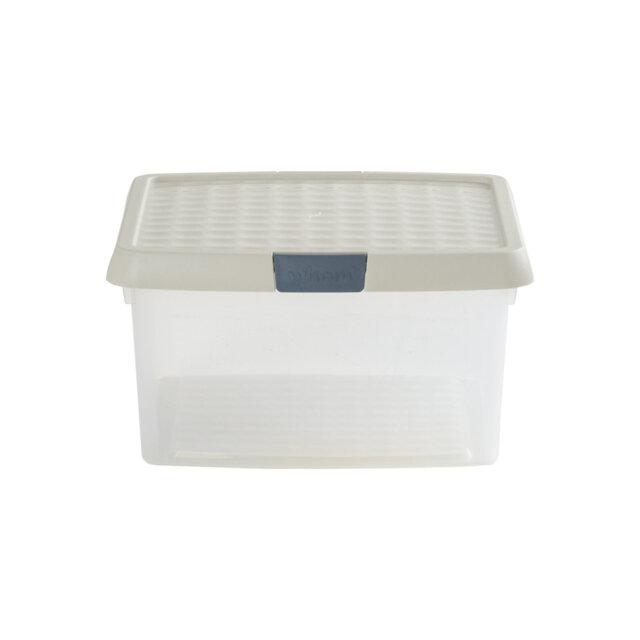Wham Clip Square Plastic Storage Boxes with Secure Clip Lock Lids Clear/Stone/Slate Grey
