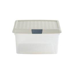 Wham Clip Square Plastic Storage Boxes with Secure Clip Lock Lids Clear/Stone/Slate Grey