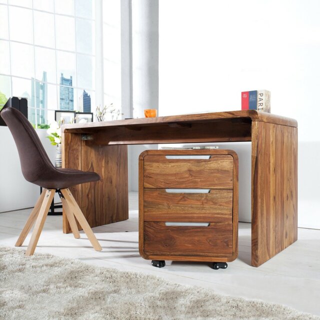 Mitcham 50cm Wide 3 -Drawer Mobile Solid Wood File Cabinet