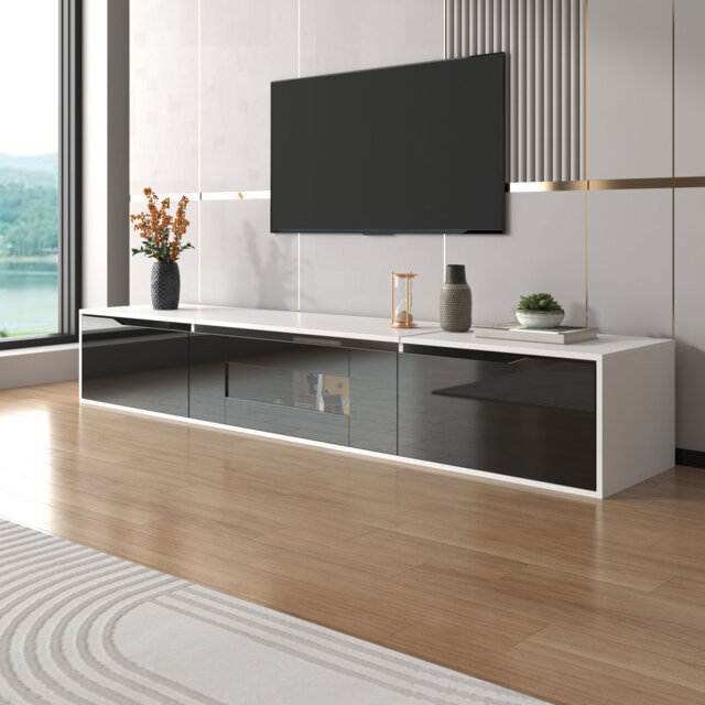 TV cabinet, high-gloss TV cabinet, matching colours with colour-changing LED lights (only front cabinet door high-gloss)