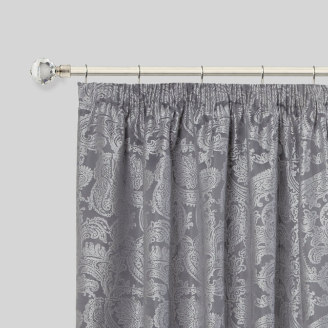Crystal Brushed Silver Stainless Steel Adjustable 160cm to 300cm 2cm Single Curtain Pole
