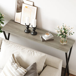Narrow Console Table, 2-Tier Farmhouse Sofa Table with Shelves, 41.3 Inch Long Hallway Table, Behind Couch Table, Grey