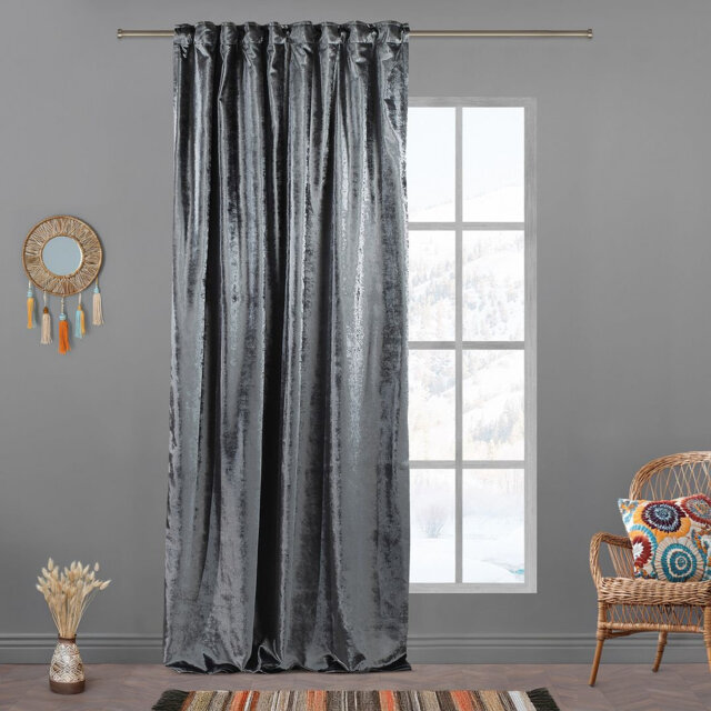 Blackout Thermal with Liner Extra Long & Extra Wide Shiny Velvet Decorative Curtain Panel