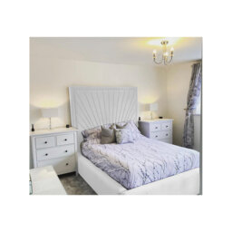 Odie Plush Velvet Upholstered Bed Frame - Sprung Slats, Padded Headboard