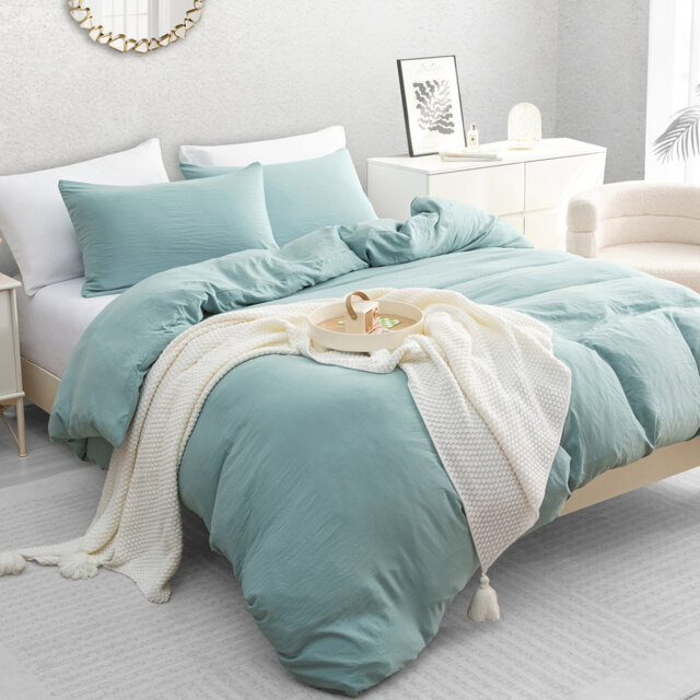 Microfiber Solid Colour Duvet Cover Set with Pillow Shams Included