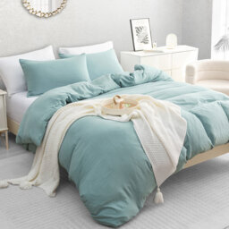 Microfiber Solid Colour Duvet Cover Set with Pillow Shams Included