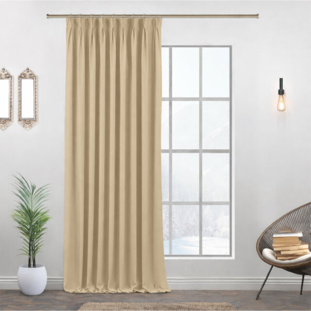 Aspire Homeware Polyester Room Darkening Pencil Pleat Single Panel Curtain for Noise Reduction and Light Blocking