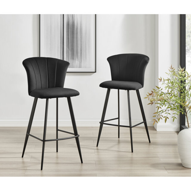 Juni Elegant Breakfast Bar Stool in Deco Style & Luxury Velvet