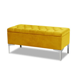Modena Wide Velvet Tufted Rectangle Ottoman Storage Bench with Legs, Upholstered Multi-Function Footstool Bench for Living Room & Bedroom