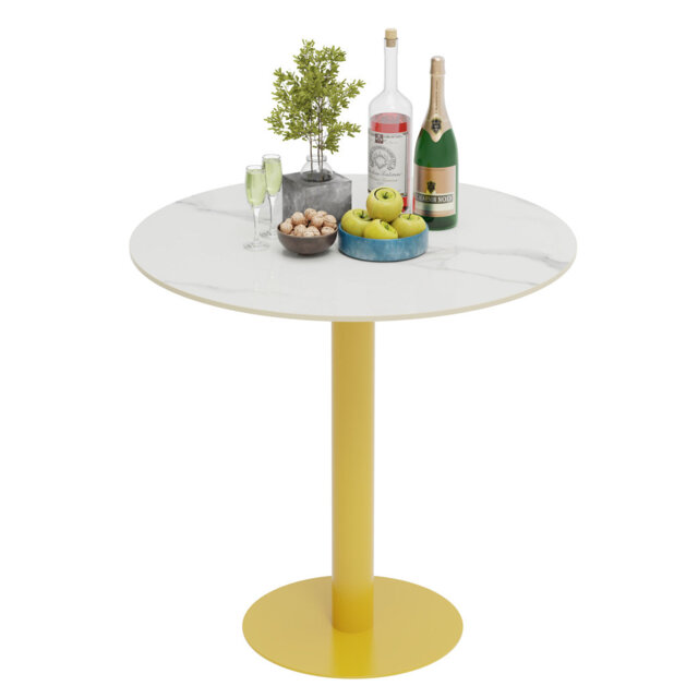 Whitnash Round Marble Top Metal Base Dining Table