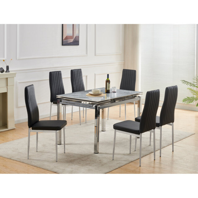 Grande Sintered Stone Extending Dining Table with 6 Monza Chairs