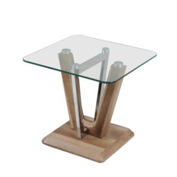 Wallen Glass Top Pedestal End Table