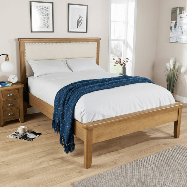 Gwenaelle Solid Wood Oak Veneer Bed Frame