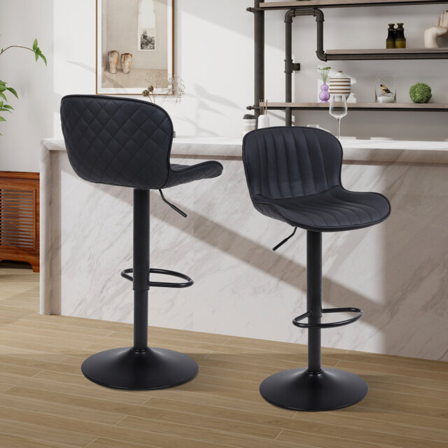 Swivel Upholstered Adjustable Height Counter Stool with Metal Frame