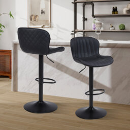 Swivel Upholstered Adjustable Height Counter Stool with Metal Frame