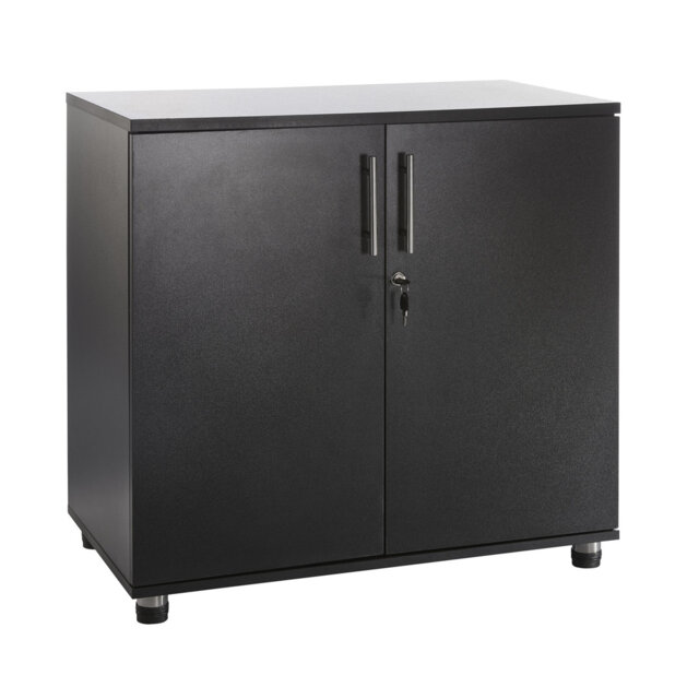 Marjorie Wood Storage Cabinet with Lock, 2 Door Locking File Tool Cabinet Cupboard with Adjustable Shelf