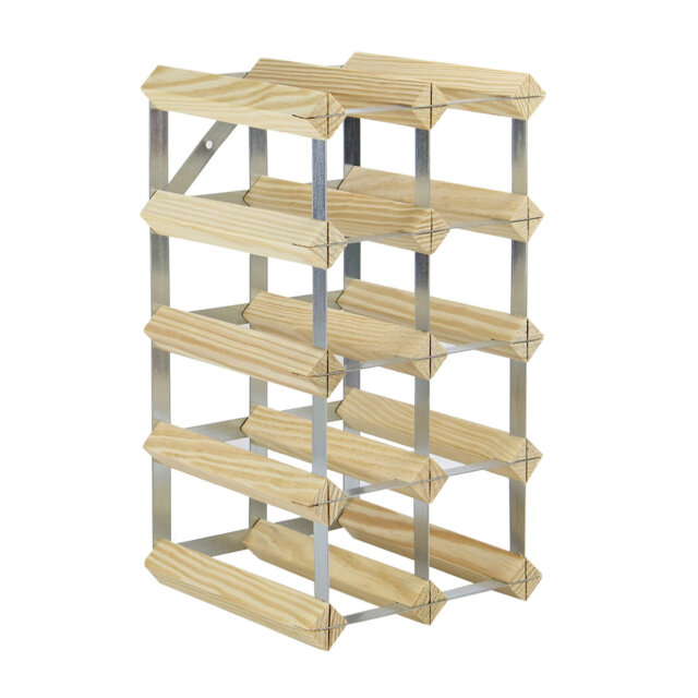 Wood & Metal Wine Rack - 4X2 Industrial Rack - 10-12 Bottle Capacity - Champagne, Wine And Spirit Bottles - Free Standing Or Wall Mounted