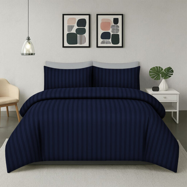 Haffa Microfiber Striped Duvet Cover Set with Pillowcases Included