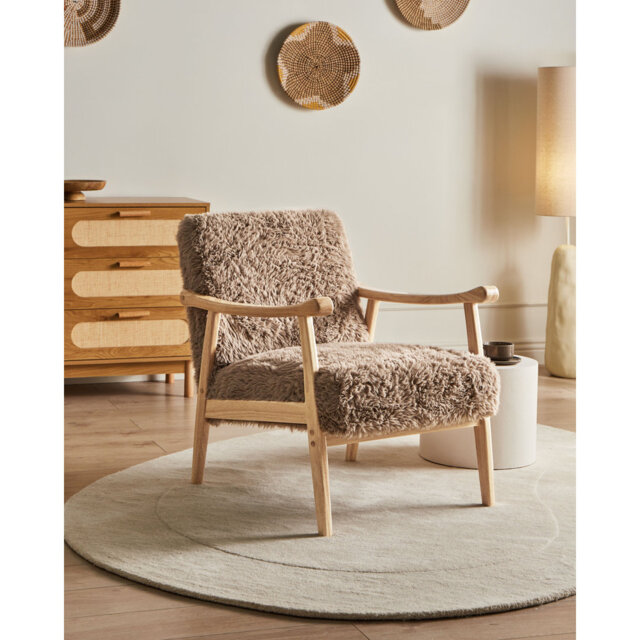 Armchair LEKNES Faux Fur Light Beige