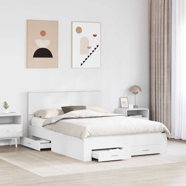 Bed Frame With Drawer Smoked Oak 120 X 200 Cm Engineered Wood