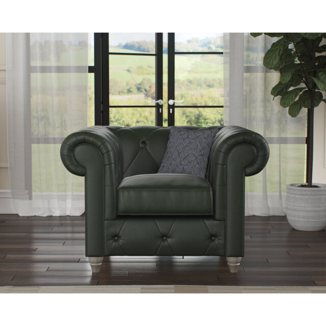 Melrose 115Cm Wide Tufted Genuine Leather Armchair