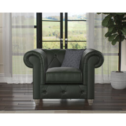 Melrose 115Cm Wide Tufted Genuine Leather Armchair