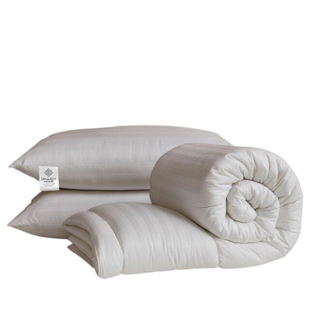 Opulent Home Striped Winter Duvet & Pillow Set â 13.5 Tog Ultra Lightweight, Breathable & Hypoallergenic - Available Single/Double/King/Super King