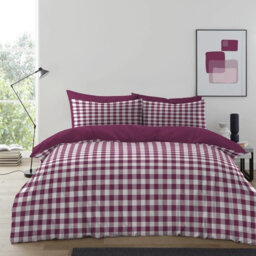 Luxury Gingham Microfibre Duvet Cover Set with Pillowcases Soft Breathable Easy Care Bedding All Sizes
