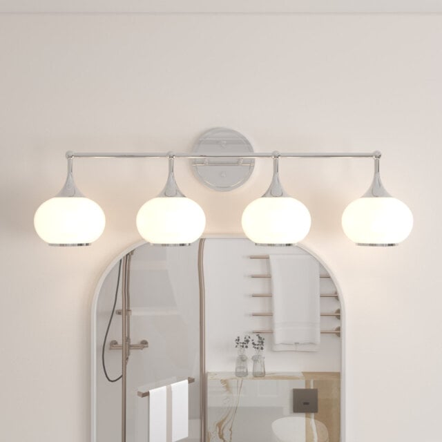 Dimmable Bathroom Wall Light with White Glass Shades