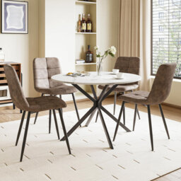 Dining Table And Chairs Set Of 4, Folding Round Dining Table With 4 Chairs For Dining Room,Kitchen,Living Room