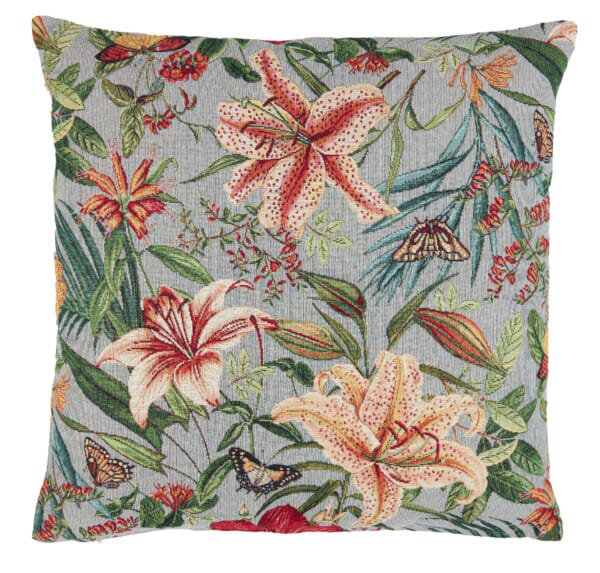 Tropical Flowers Tapestry Cushion with Feather Filler