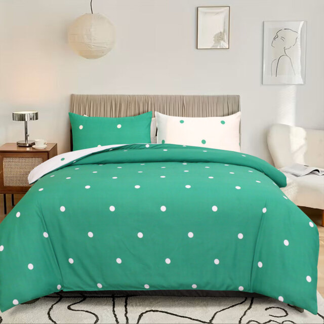 Aspire Homeware Premium Reversible Polka Dots Duvet Cover Set with Pillowcases for Durable and Stylish Bedding