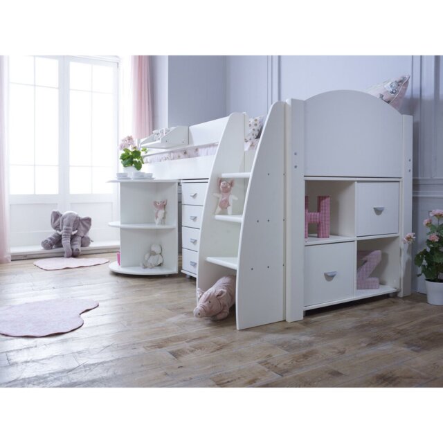 Juliana European Single (90 x 200cm) Mid Sleeper Loft Bed Bed with Built-in-Desk