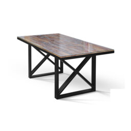Pine Metal Base Dining Table