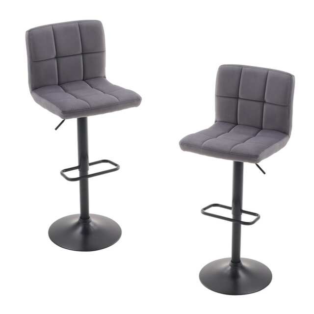 2 Pcs Velvet Upholstery Bar Stools