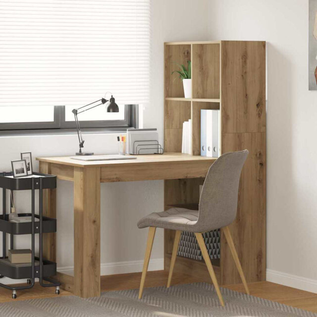 Desk With Shelf 122 X 67 X 145 Cm Engineered Wood