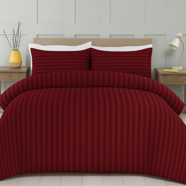 Striped Microfiber Duvet Cover Set, 4-Piece With Fitted Sheet & Pillowcases
