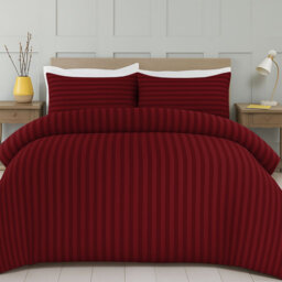 Striped Microfiber Duvet Cover Set, 4-Piece With Fitted Sheet & Pillowcases