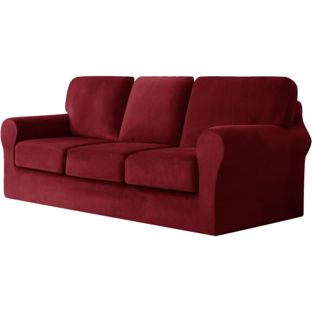 Sofa Cover With Separate Seat Cushions And Backrests Stretch Velvet Sofa Slipcover Couch Covers Furniture Protector Split Combined