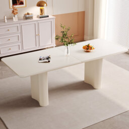 2m Cream White Rectangular Dining Table (Seats 6-8)