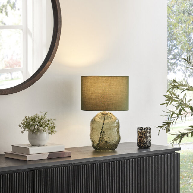 Flinnly Sculpted Textured Glass Base Table Lamp - Vintage Retro Flair