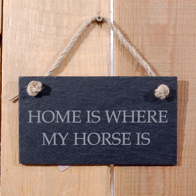 Slate Hanging Sign with Home Is Where My Horse Is Wall Décor