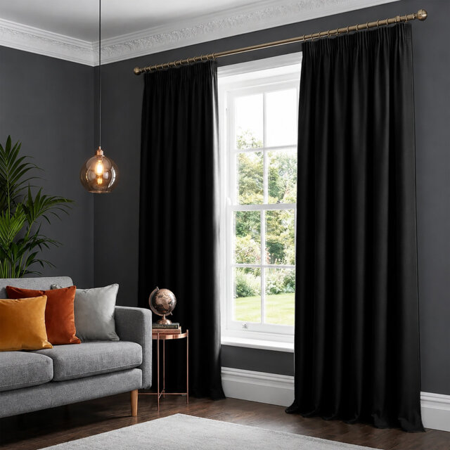 100% Polyester Blackout Pencil Pleat Room Darkening Curtains (Set of 2)
